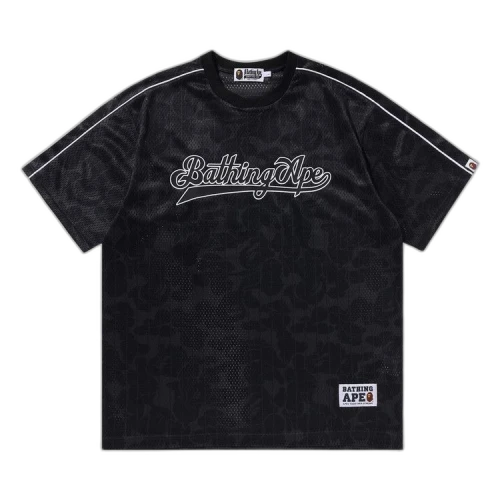 BAPE Camo Stripe Baseball Logo Relaxed Fit Tee 'Black'