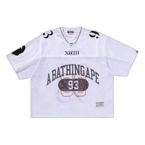 BAPE Line Camo Multi Logo Relaxed Fit Football Jersey 'White'