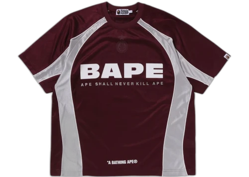BAPE Solid Camo Jacquard Multilogo Relaxed Fit Football Jersey Red