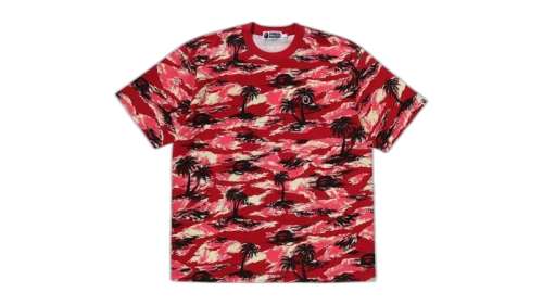 BAPE Palm Tree Camo One Point Relaxed Fit Tee Red