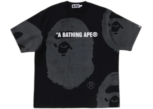 BAPE Water Print Ape Head Relaxed Fit Tee Black