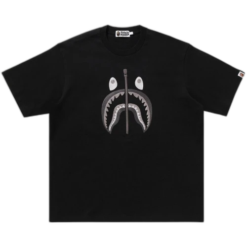 BAPE Chain Stitch Shark Relaxed Fit Tee 'Black'