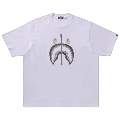 BAPE Chain Stitch Shark Relaxed Fit Tee 'White'