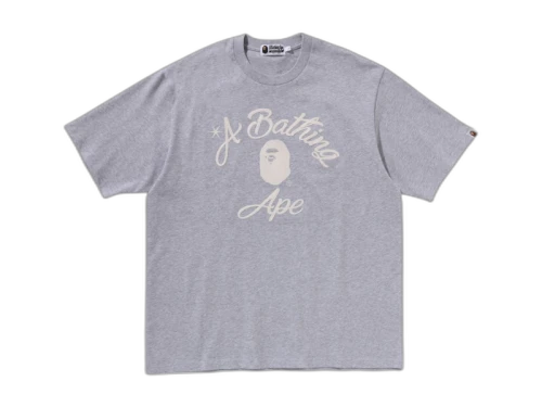 BAPE Chain Stitch College Relaxed Fit Tee Grey