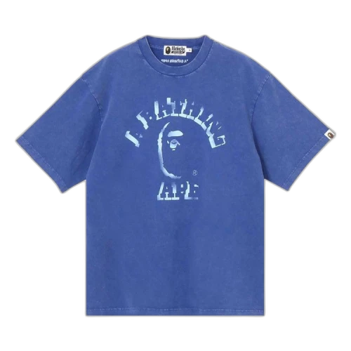 BAPE Garment Dye Spray Print College Relaxed Fit Tee 'Blue'