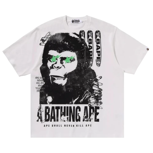 BAPE Garment Dye Multi Logo Relaxed Fit Tee 'White'