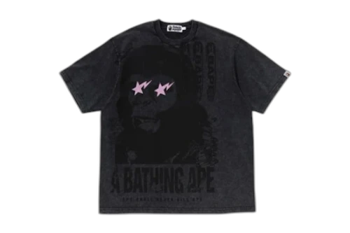 BAPE Garment Dye Multi Logo Relaxed Fit Tee Black