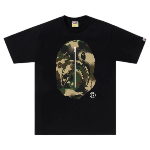BAPE Map Camo Ape Head Shark Tee 'Black/Green'