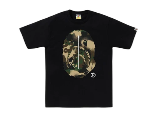 BAPE Map Camo Ape Head Shark Tee Black/Multicolor