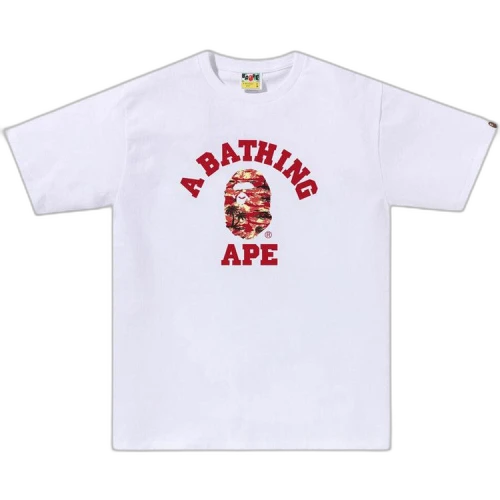 BAPE Palm Tree Camo College Tee 'White/Red'