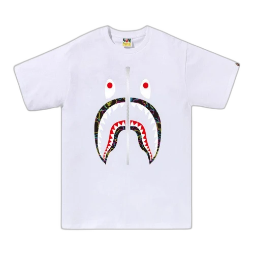 BAPE Neon Camo Shark Tee 'White'