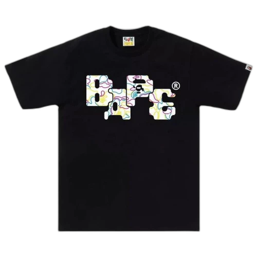 BAPE Neon Camo 8Bit Logo Tee 'Black'