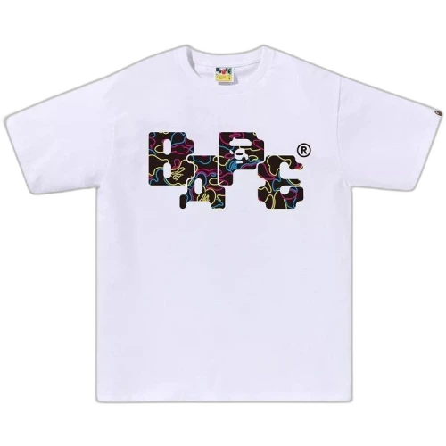 BAPE Neon Camo 8Bit Logo Tee 'White'