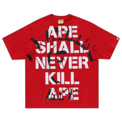 BAPE Spray Print College Relaxed Fit Tee 'Red'