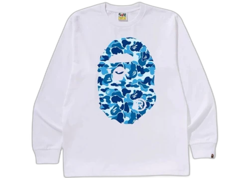 BAPE ABC Camo Big Ape Head L/S Tee White/Blue