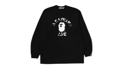 BAPE College Relaxed Fit L/S Tee White/Black