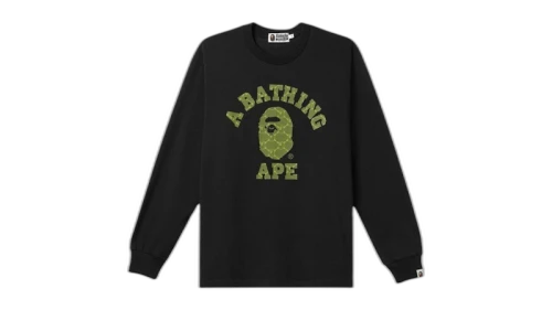 BAPE College Monogram College Relaxed Fit L/S Tee Black