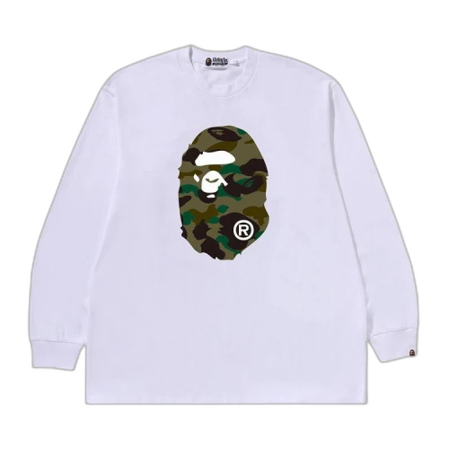 BAPE 1st Camo Ape Head Relaxed Fit Long-Sleeve Tee 'White'