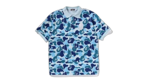 BAPE ABC Camo Pile Jacquard Relaxed Fit Polo Shirt Blue