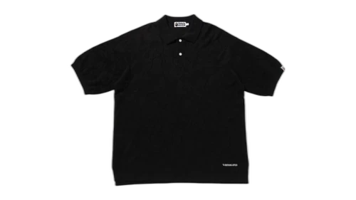 BAPE Solid Camo Jacquard Relax Fit Polo Shirt Black