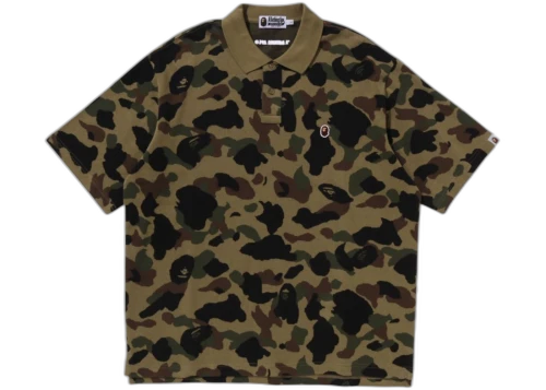 BAPE 1st Camo Jacquard Relax Fit Polo Shirt Green