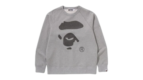 BAPE Ape Face Crewneck Sweatshirt Gray