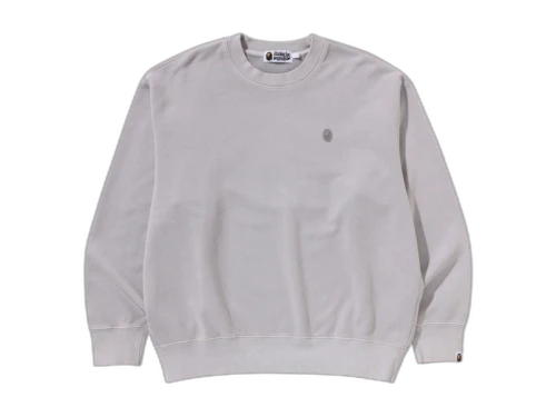BAPE Garment Dye One Point Relaxed Fit Crewneck Sweatshirt Grey