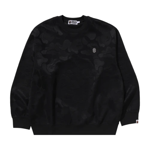 BAPE Solid Camo Jacquard One Point Relax Fit Crewneck Sweatshirt 'Black'