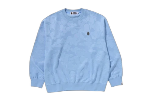 BAPE Solid Camo Jacquard One Point Relax Fit Crewneck Sweatshirt Grey