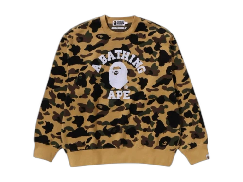 BAPE 1st Camo Jacquard College Relax Fit Crewneck Sweatshirt Green