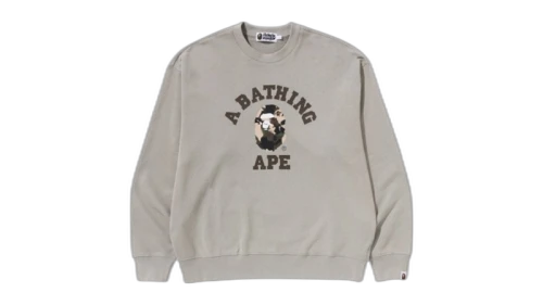 BAPE Map Camo College Relax Fit Crewneck Sweatshirt Olivedrab