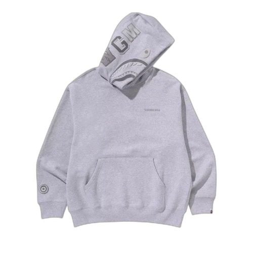 BAPE Shark Logo Relaxed Fit Pullover Hoodie 'Grey'