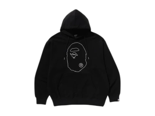 BAPE Studded Ape Head Relaxed Fit Pullover Hoodie Black
