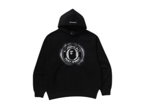 BAPE Glitter Print Busy Works Relaxed Fit Pullover Hoodie Black