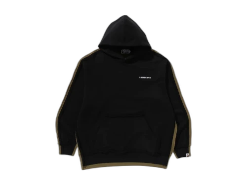BAPE 1st Camo Blocking Raw Edge Relaxed Fit Pullover Hoodie Black