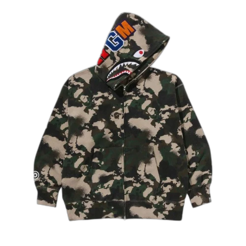 BAPE Map Camo Shark Relaxed Fit Full Zip Hoodie 'Green'