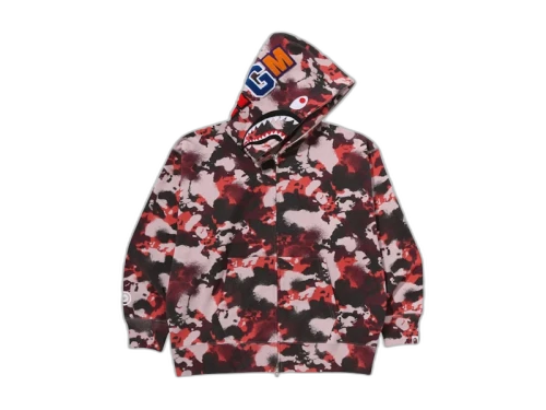 BAPE Map Camo Shark Relaxed Fit Full Zip Hoodie Red