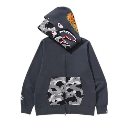 BAPE 1st Camo Shark Full Zip Double Hoodie 'Grey'