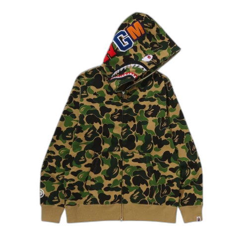 BAPE ABC Camo Crystal Stone Shark Full Zip Hoodie 'Green'