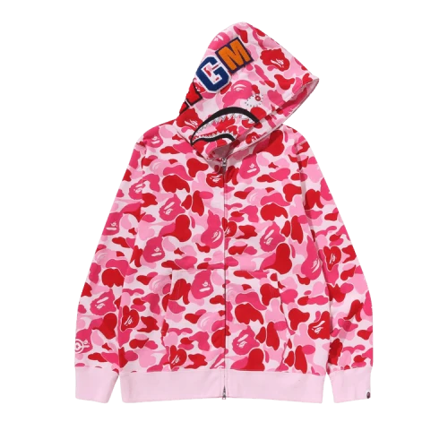 BAPE ABC Camo Crystal Stone Shark Full Zip Hoodie 'Pink'