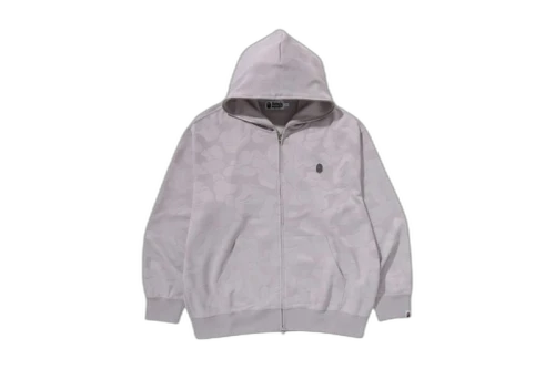 BAPE Solid Camo Jacquard One Point Relaxed Fit Zip Hoodie Grey