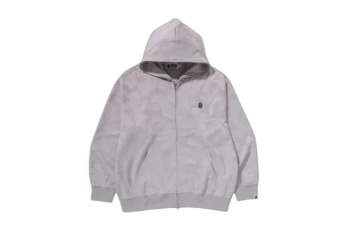 BAPE Solid Camo Jacquard One Point Relaxed Fit Zip Hoodie Sax