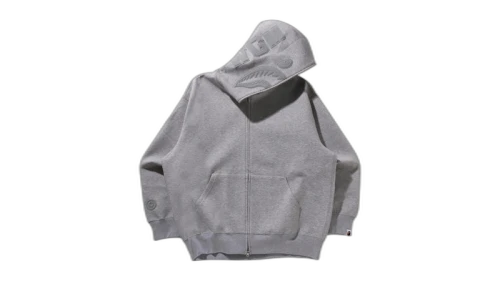 BAPE Line Camo Interlock Relaxed Fit Shark Full Zip Hoodie Gray