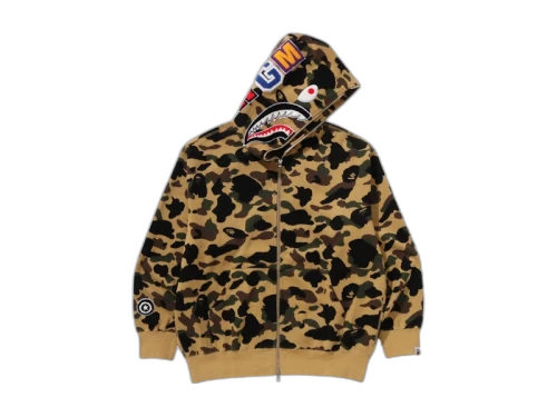 BAPE 1st Camo Jacquard Shark Relaxed Fit Full Zip Hoodie Green