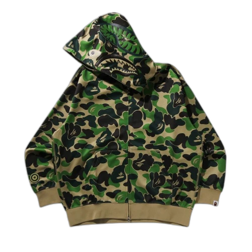 BAPE ABC Camo Rayon Relaxed Fit Shark Full Zip Hoodie 'Green'