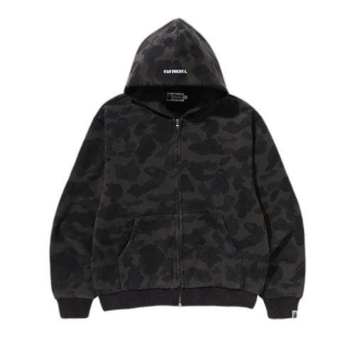 BAPE 1st Camo Heavy Wash Cropped Fit Zip Hoodie 'Black'