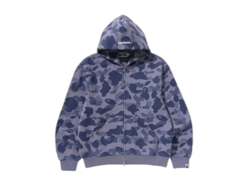 BAPE 1st Camo Heavy Wash Cropped Fit Zip Hoodie Blue
