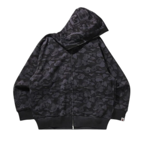 BAPE Camo Fake Print Relaxed Fit Shark Full Zip Hoodie 'Black'