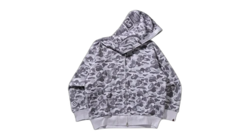 BAPE Camo Fake Print Relaxed Fit Shark Full Zip Hoodie White