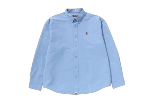BAPE Line Camo Jacquard Oxford L/S Shirt Blue